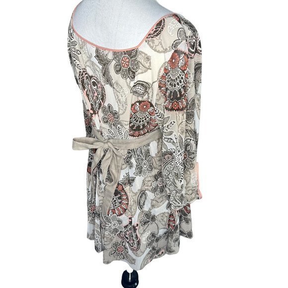 ANAC Designed by Kimi Belted Floral‎ 3/4 Sleeve Sheer Top Size Medium - Picture 9 of 12